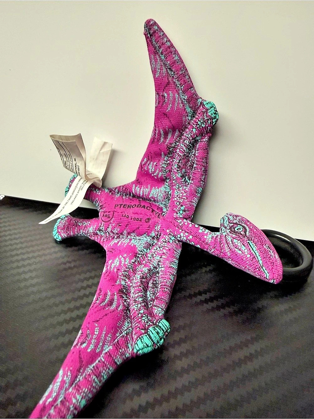 Vintage 2001 Wendyโs Extinct! Pterodactyl Plush Clip Pink Teal